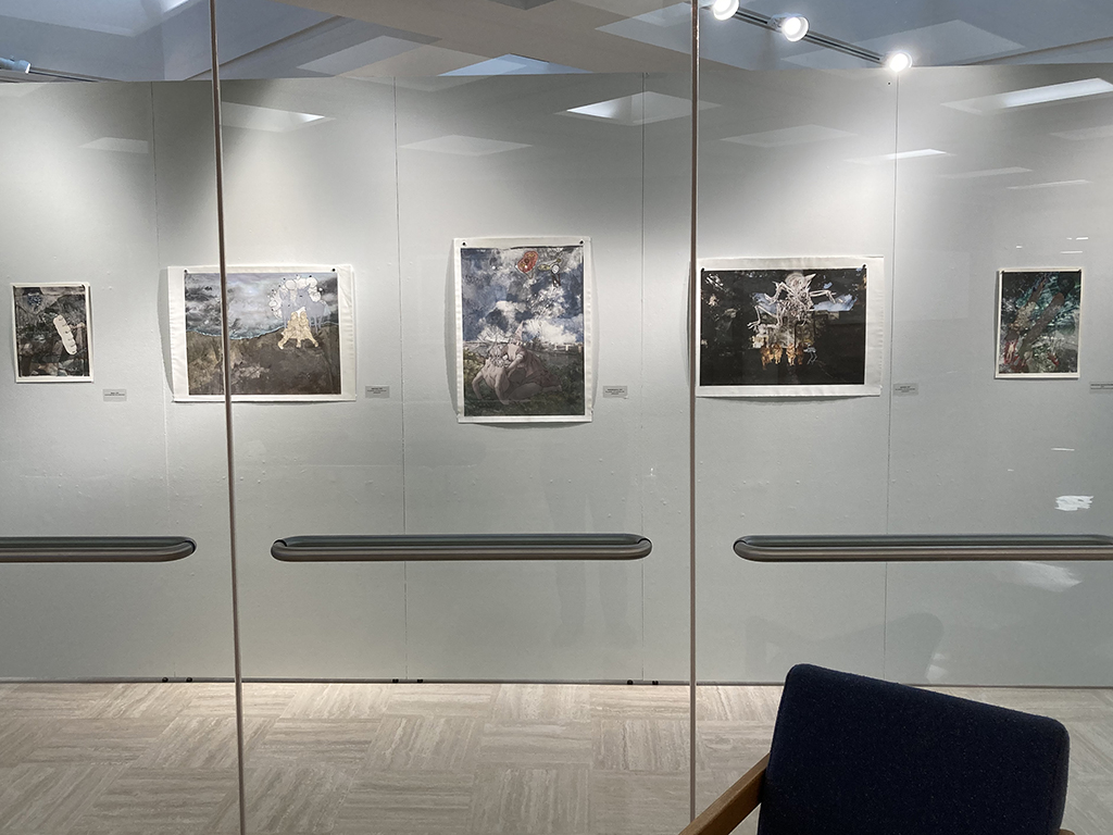 front wall of exhibition viewed from the lobby